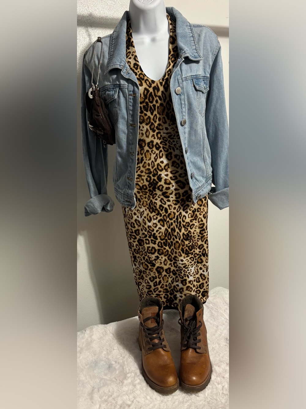 Joe & Elle Leopard-Print Midi Dress in Brown and Black
